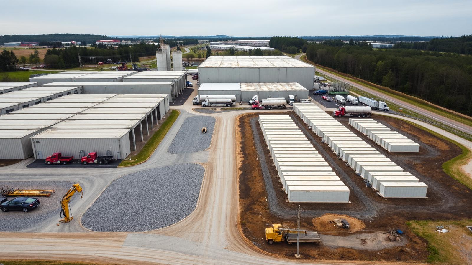 Aerial view of the precast plant and storage yard